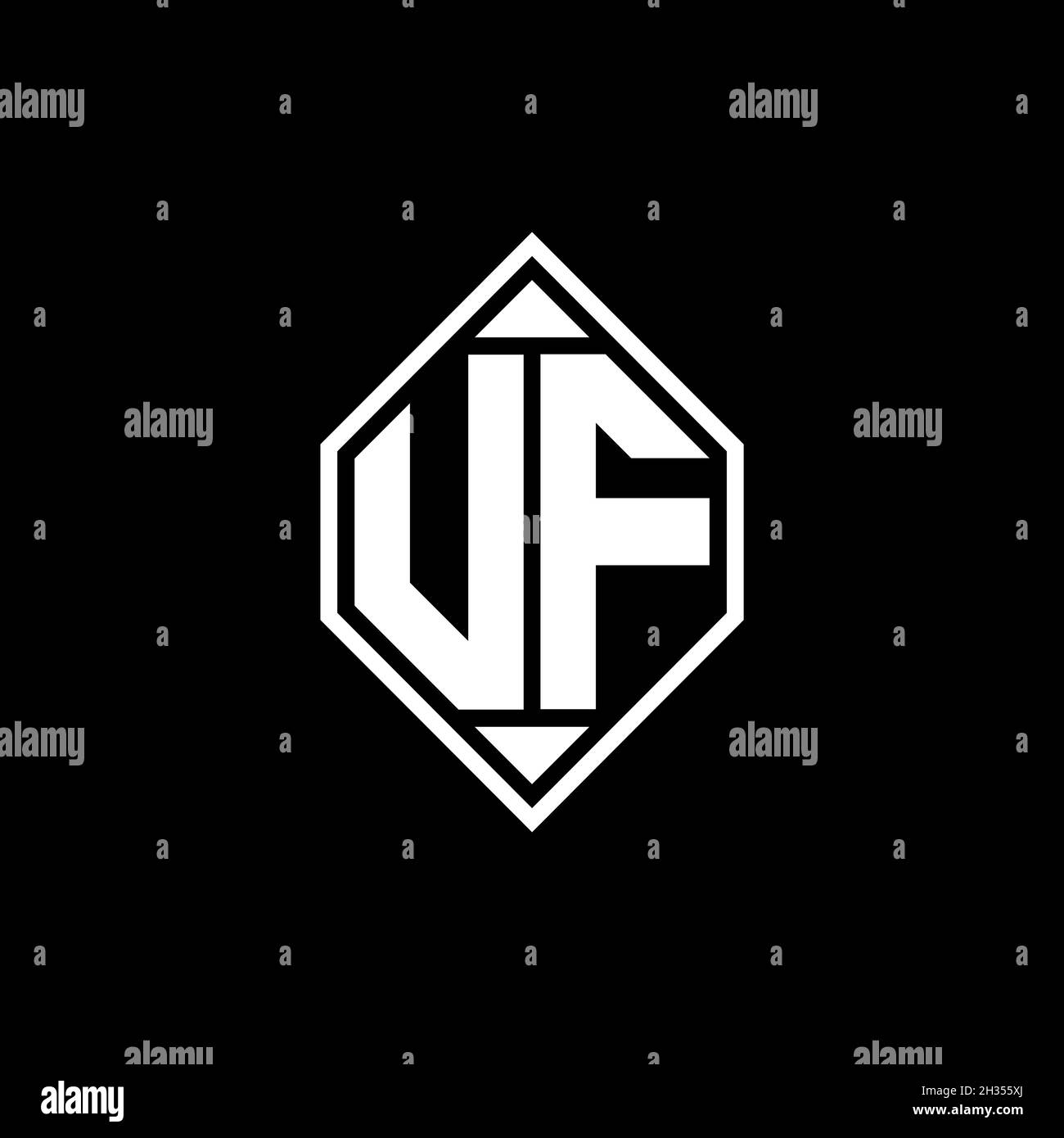 Lettre du logo UF Monogram avec ligne gemmotérique design de style arrondi sur fond isolé, monogramme de lettre en relief Illustration de Vecteur