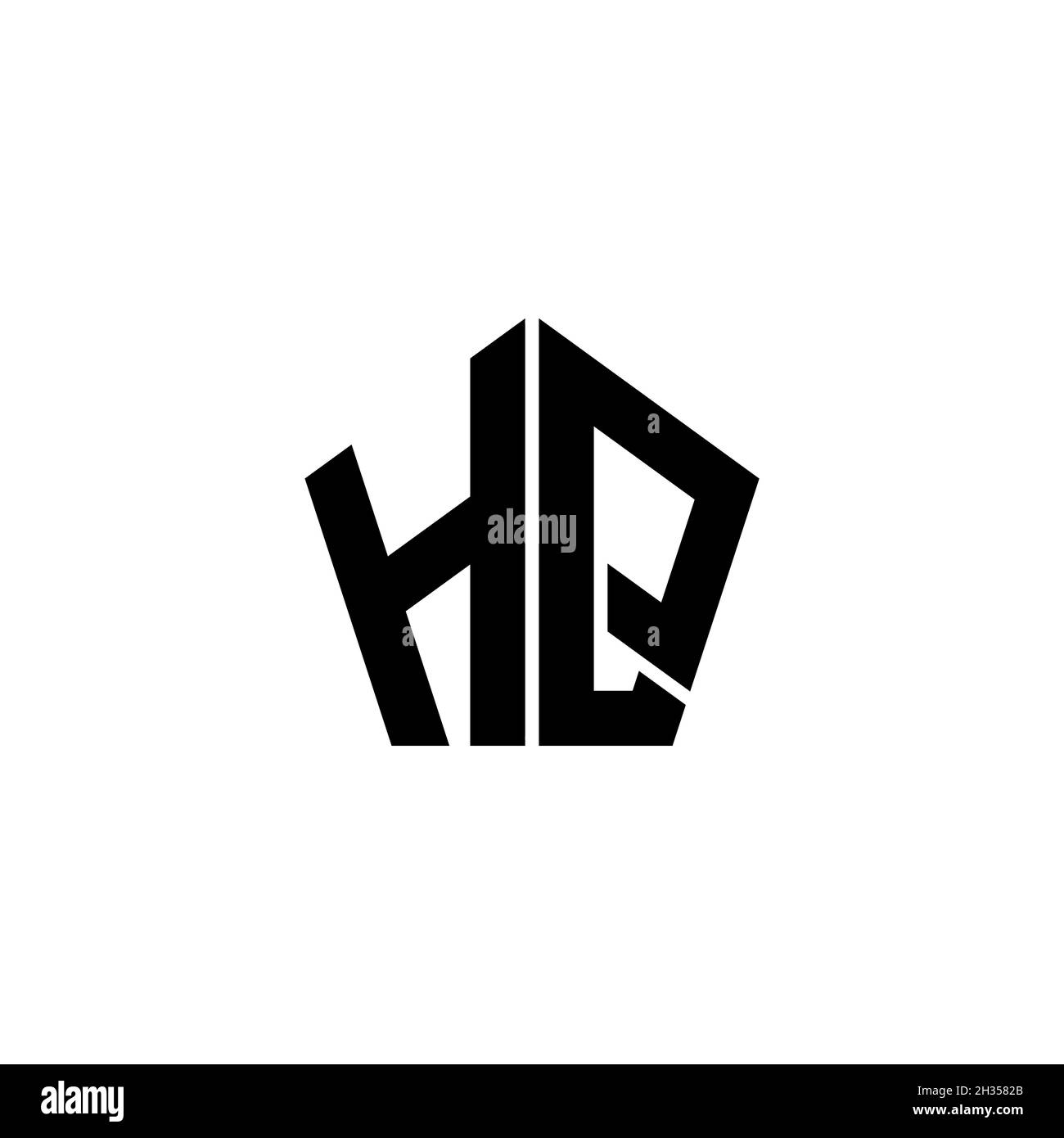 Lettre du logo Monogram HQ avec motif géométrique polygonal isolé sur fond blanc.Polygonale étoile, étoile de bouclier géométrique. Illustration de Vecteur