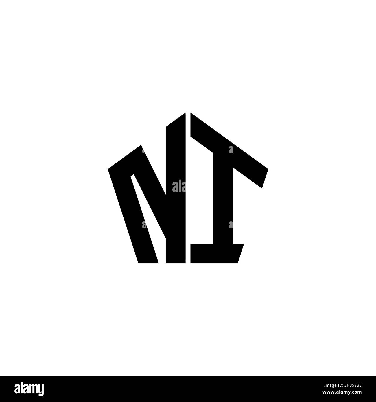 LETTRE DU logo NI Monogram avec motif géométrique polygonal isolé sur fond blanc.Polygonale étoile, étoile de bouclier géométrique. Illustration de Vecteur