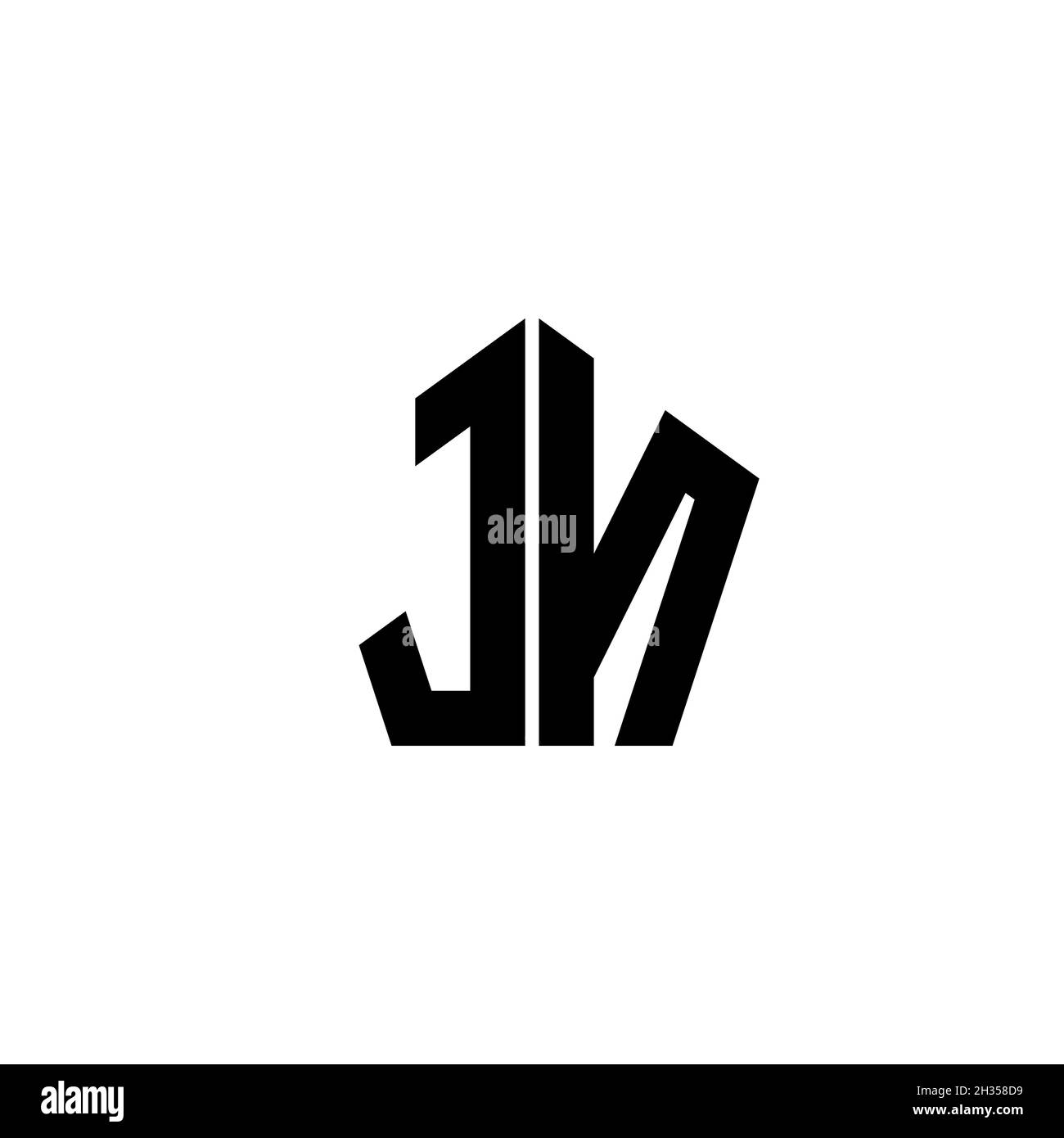 LETTRE du logo JN Monogram avec motif géométrique polygonal isolé sur fond blanc.Polygonale étoile, étoile de bouclier géométrique. Illustration de Vecteur