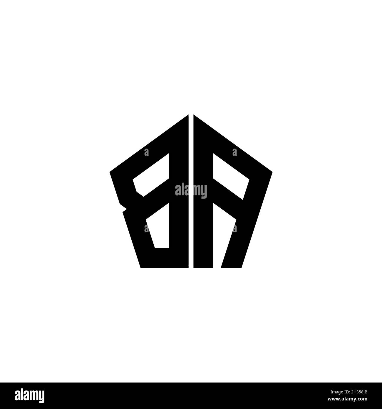 Lettre du logo BA Monogram avec motif géométrique polygonal isolé sur fond blanc.Polygonale étoile, étoile de bouclier géométrique. Illustration de Vecteur