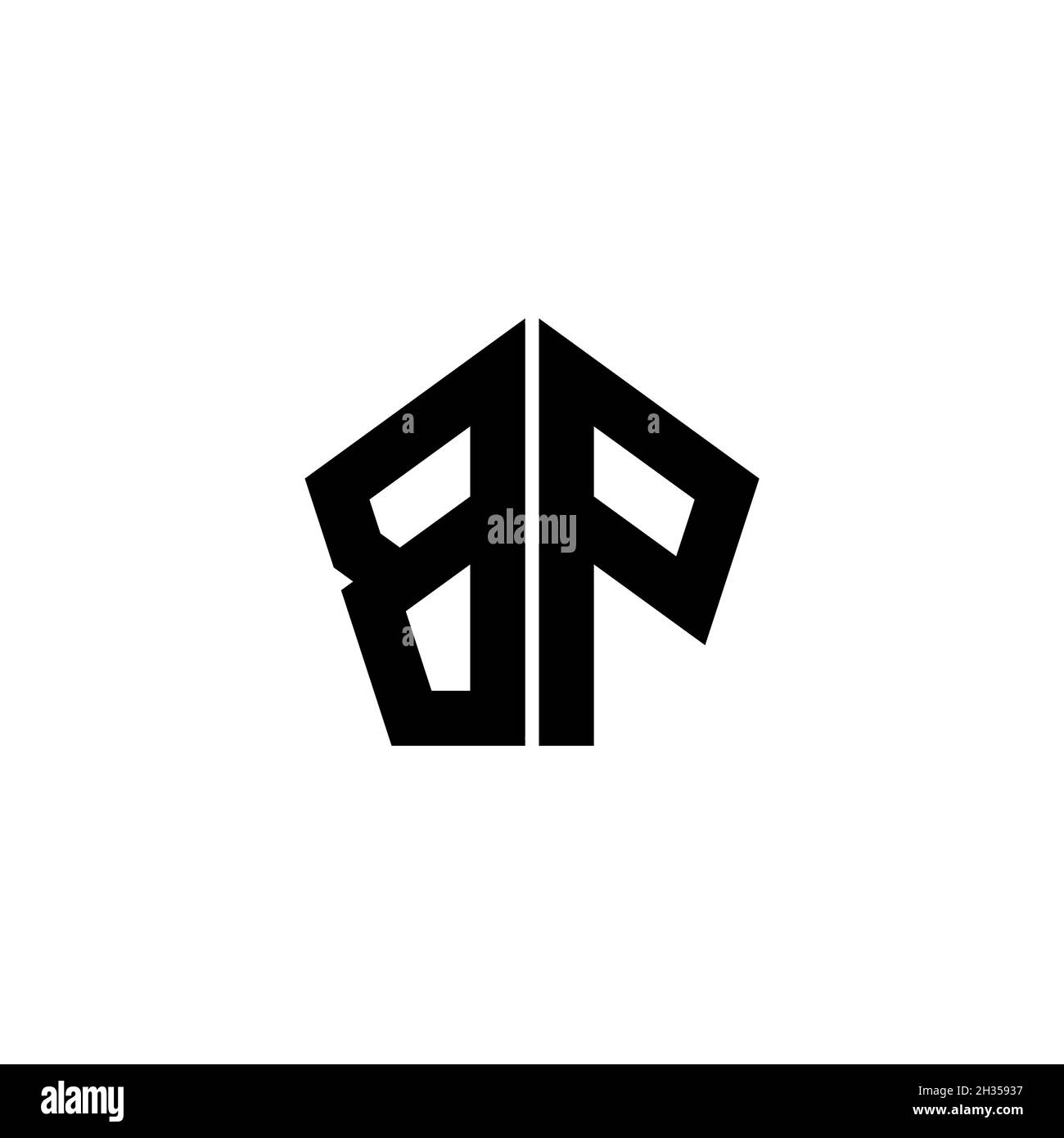 Lettre du logo BP Monogram avec motif géométrique polygonal isolé sur fond blanc.Polygonale étoile, étoile de bouclier géométrique. Illustration de Vecteur