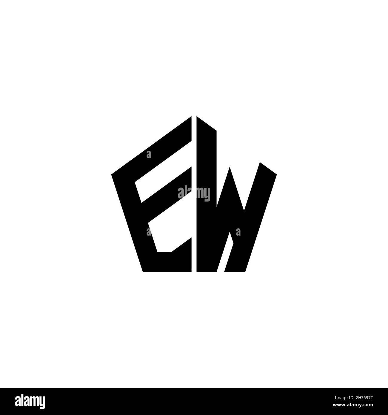 Lettre du logo EW Monogram avec forme géométrique polygonale isolée sur fond blanc.Polygonale étoile, étoile de bouclier géométrique. Illustration de Vecteur
