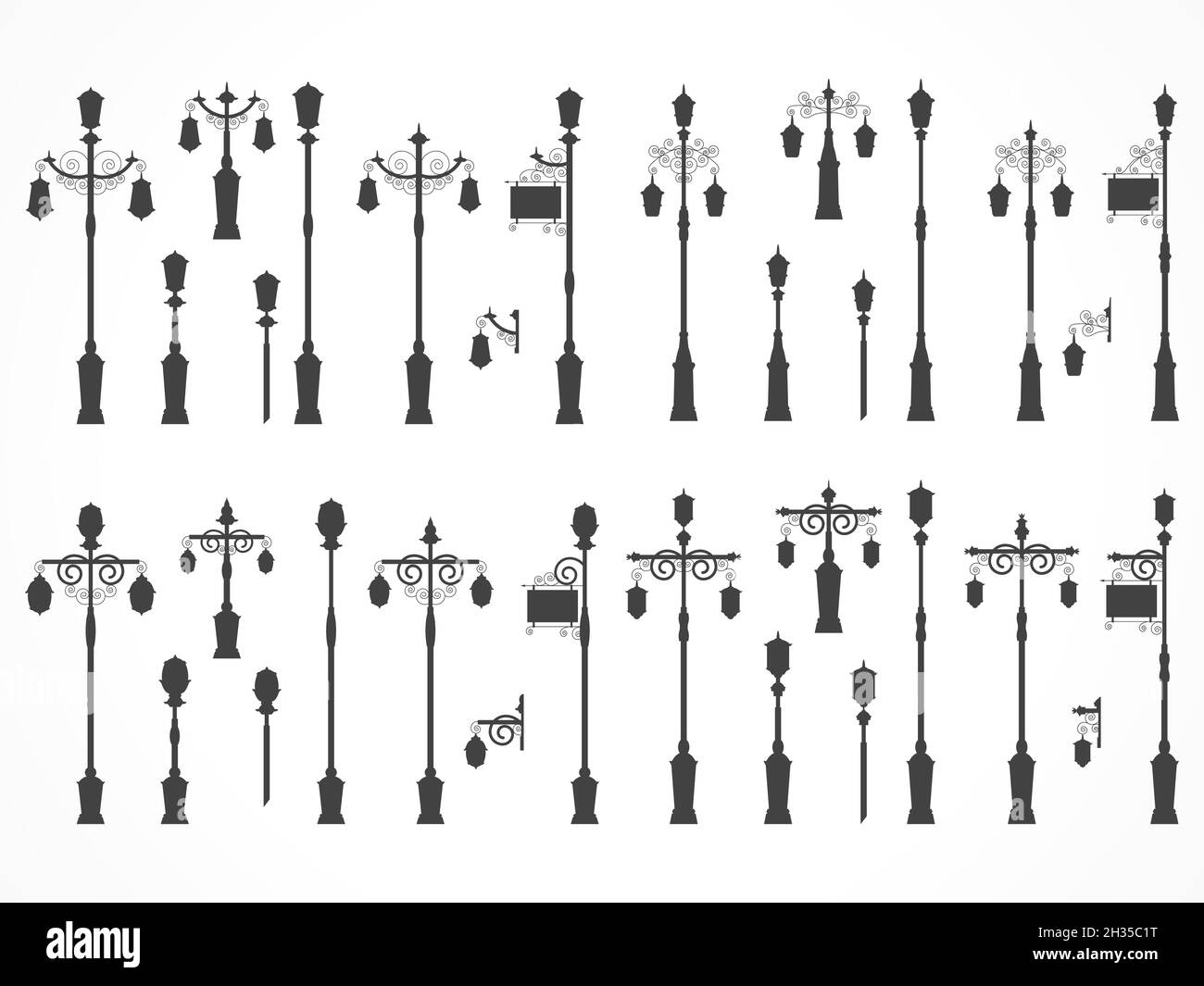 Ensemble vectoriel de feux de route. Silhouettes noires. Illustration de Vecteur