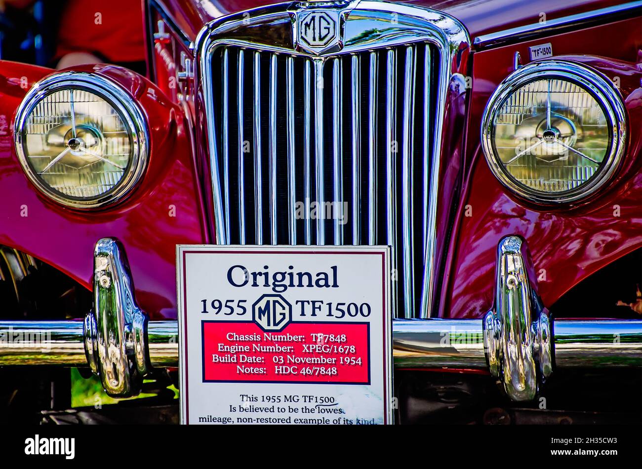 Un Midget TF 1500 de 1955 MG est exposé au 31e British car Festival annuel, le 24 octobre 2021, à Fairhope, Alabama. Banque D'Images