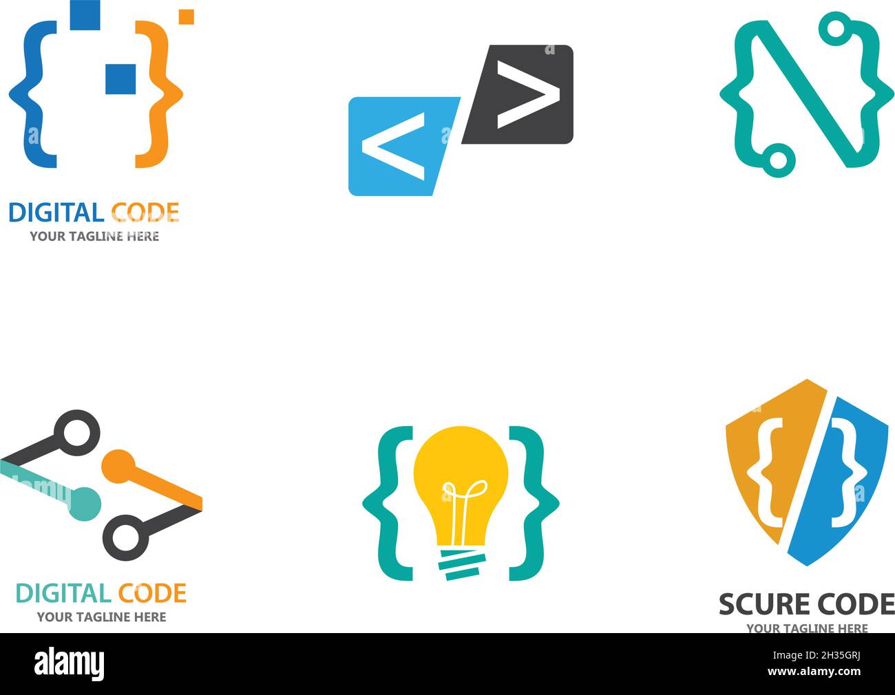 Modèle vectoriel du logo de la technologie de code de programmation Illustration de Vecteur