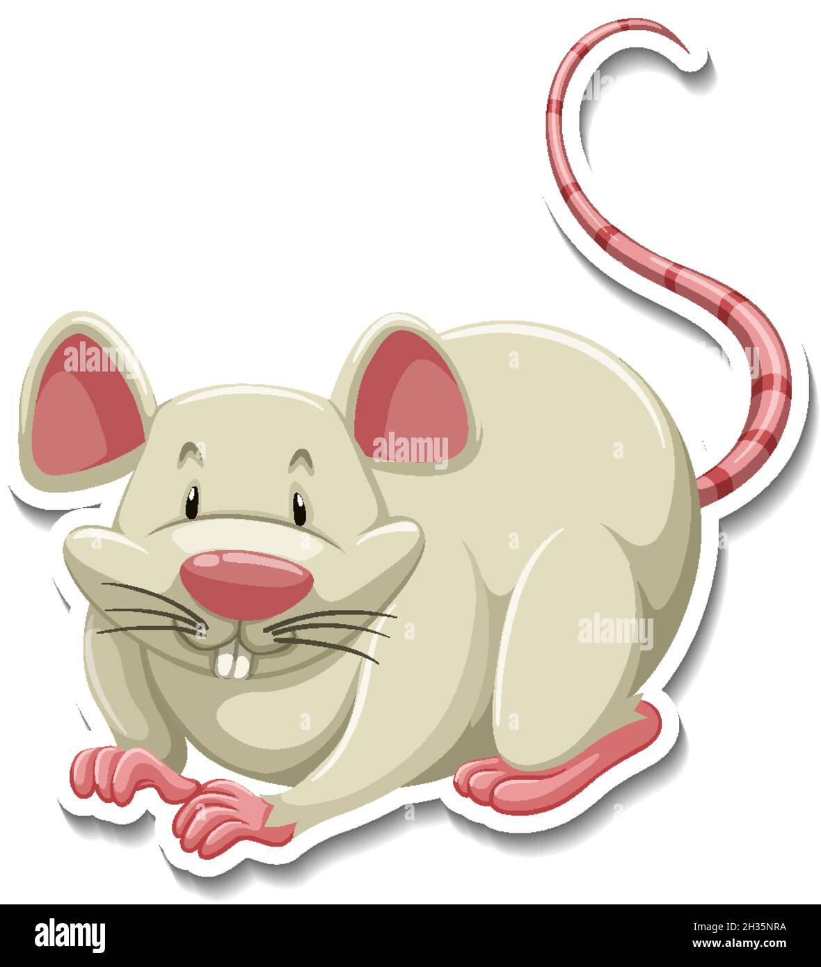 Illustration d'un autocollant représentant un personnage de dessin animé de souris blanc Illustration de Vecteur