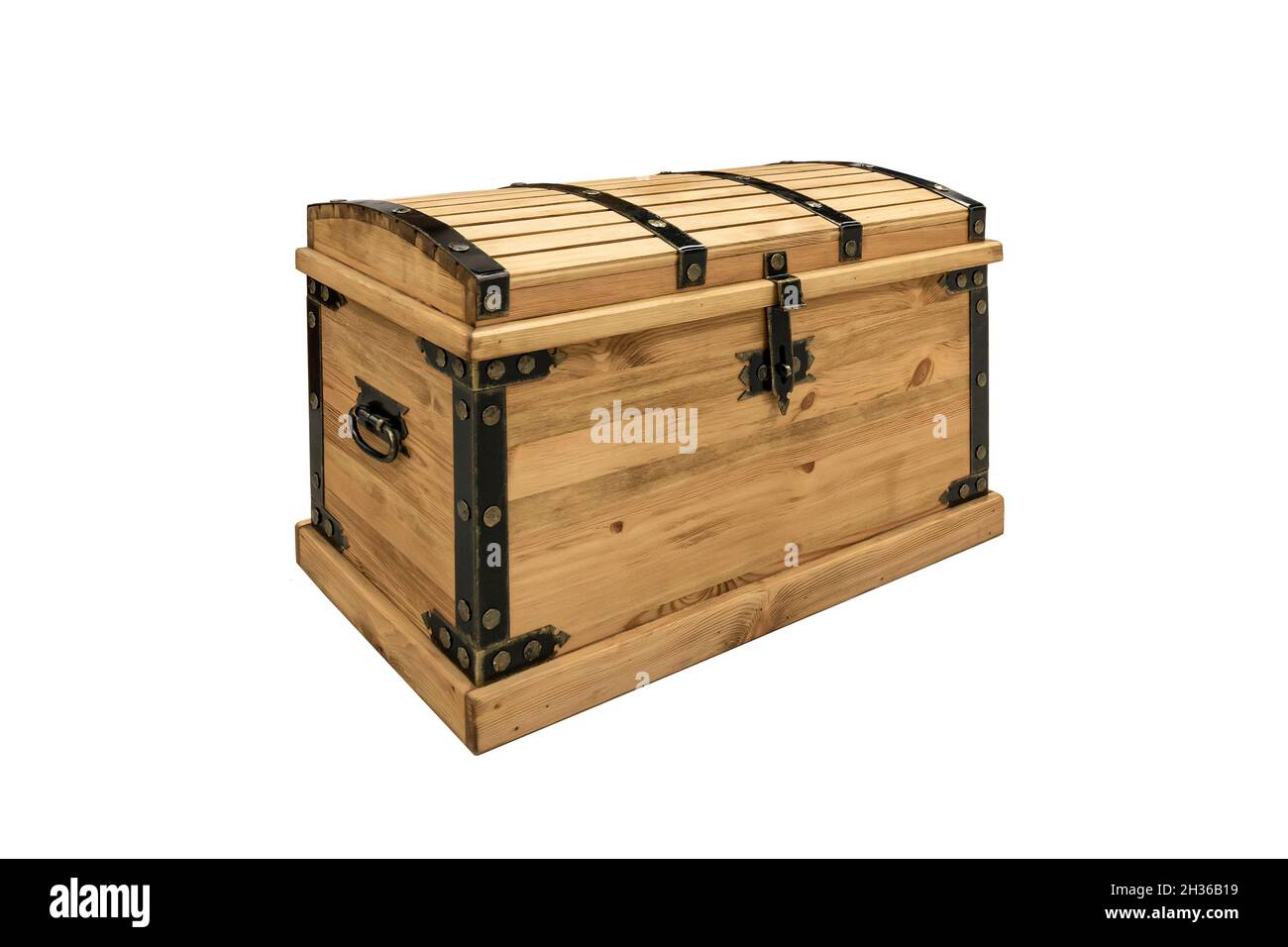 coffre-en-bois-ferm-vintage-de-style-pirate-avec-poign-e-en-m-tal