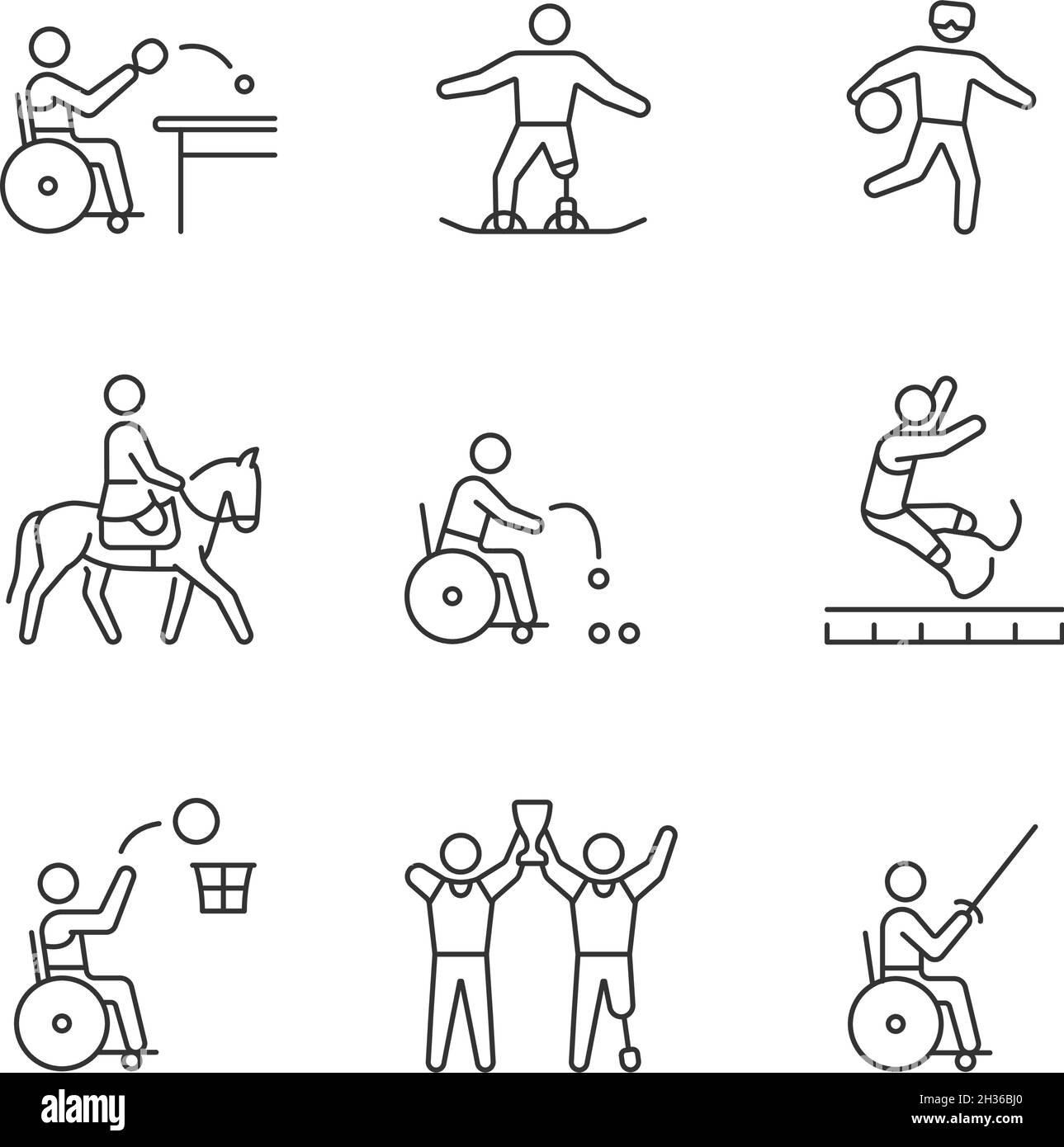 Jeux d'icônes linéaires de championnat de sport Illustration de Vecteur