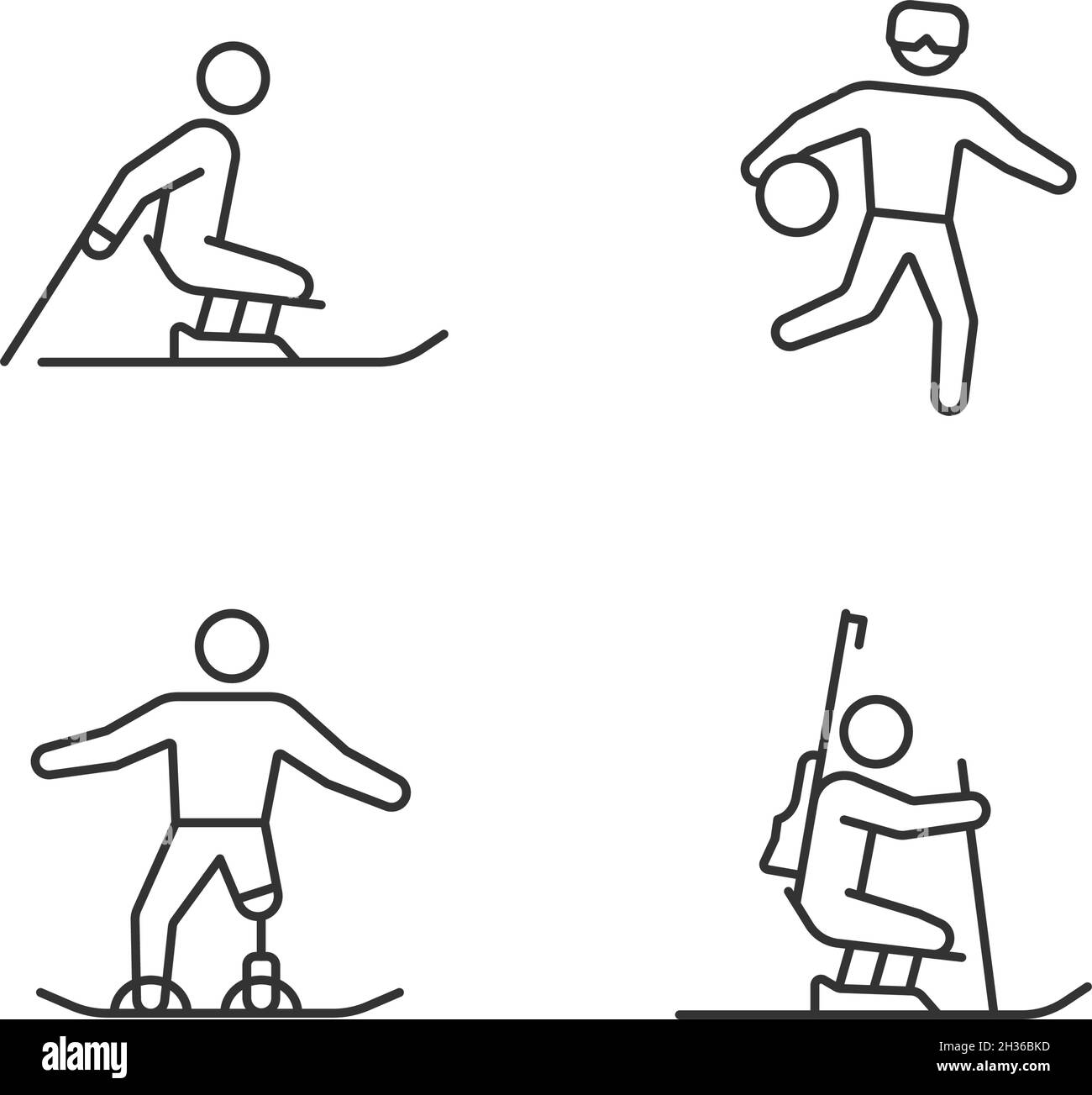 Ensemble d'icônes linéaires pour l'athlétisme en hiver Illustration de Vecteur