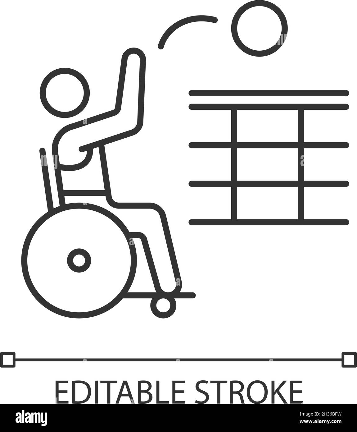 Icône linéaire de volleyball en fauteuil roulant Illustration de Vecteur
