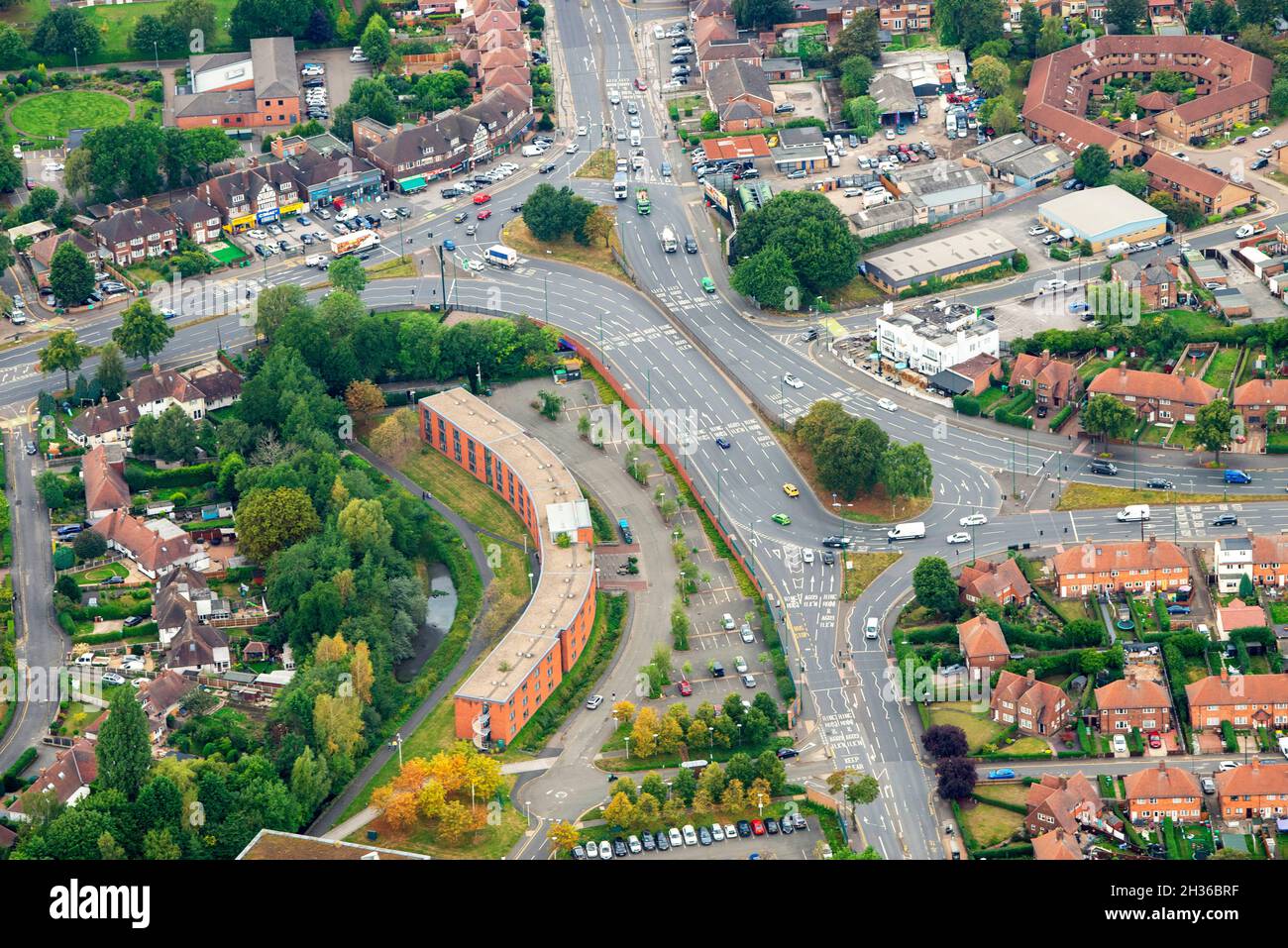 Image aérienne de la Crown Island Nottingham, dans le Nottinghamshire, Angleterre, Royaume-Uni Banque D'Images