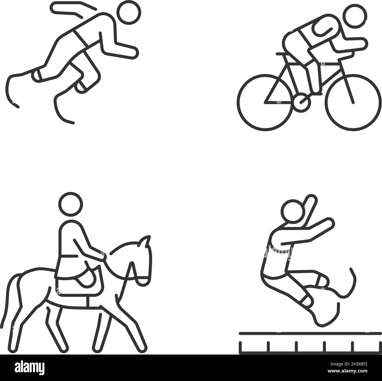 Jeu d'icônes linéaires sport adaptatives Illustration de Vecteur
