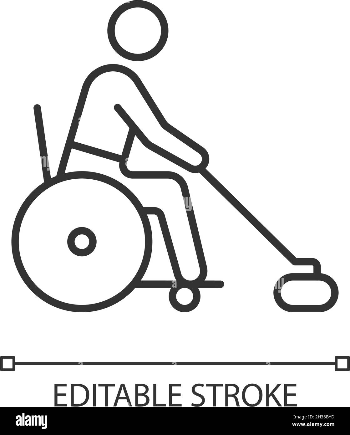 Icône linéaire de curling pour fauteuil roulant Illustration de Vecteur
