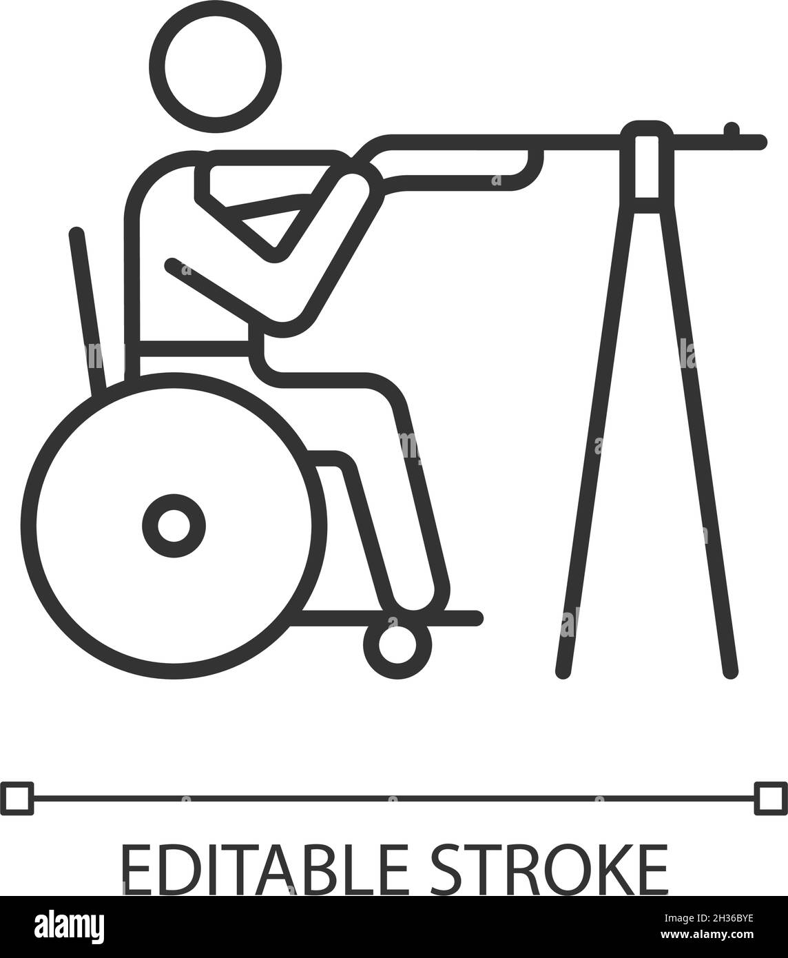 Icône linéaire de prise de vue en fauteuil roulant Illustration de Vecteur