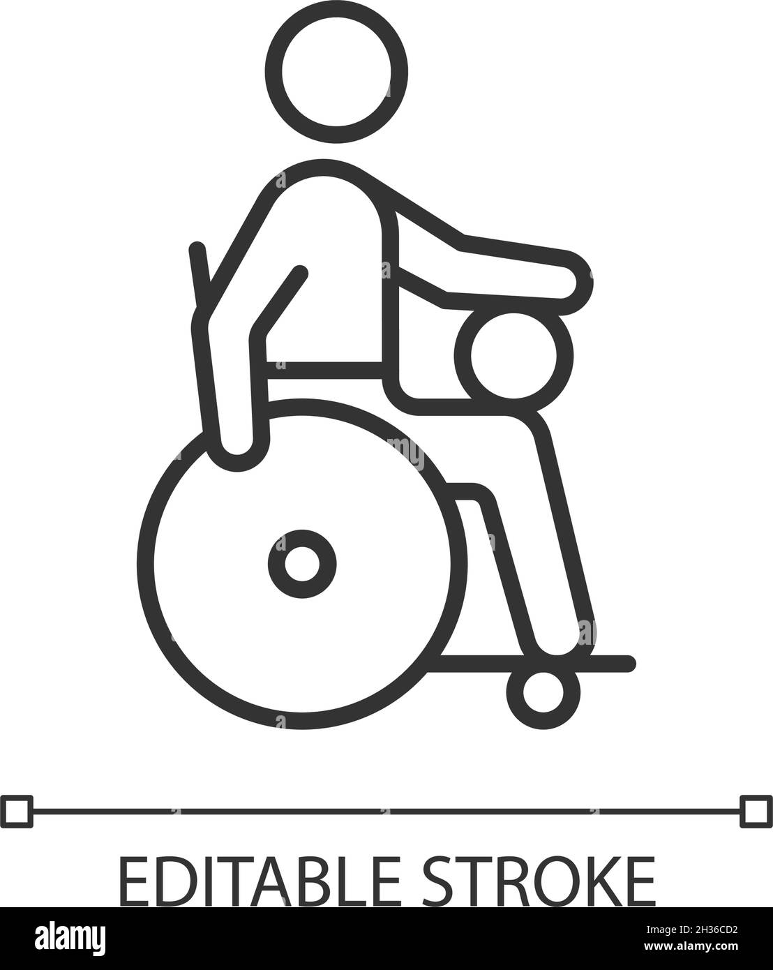 Icône linéaire de rugby en fauteuil roulant Illustration de Vecteur