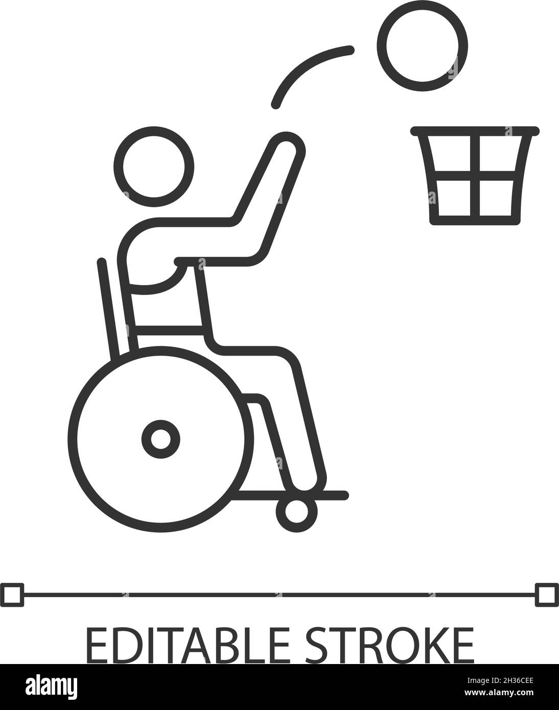 Icône linéaire de basket-ball en fauteuil roulant Illustration de Vecteur
