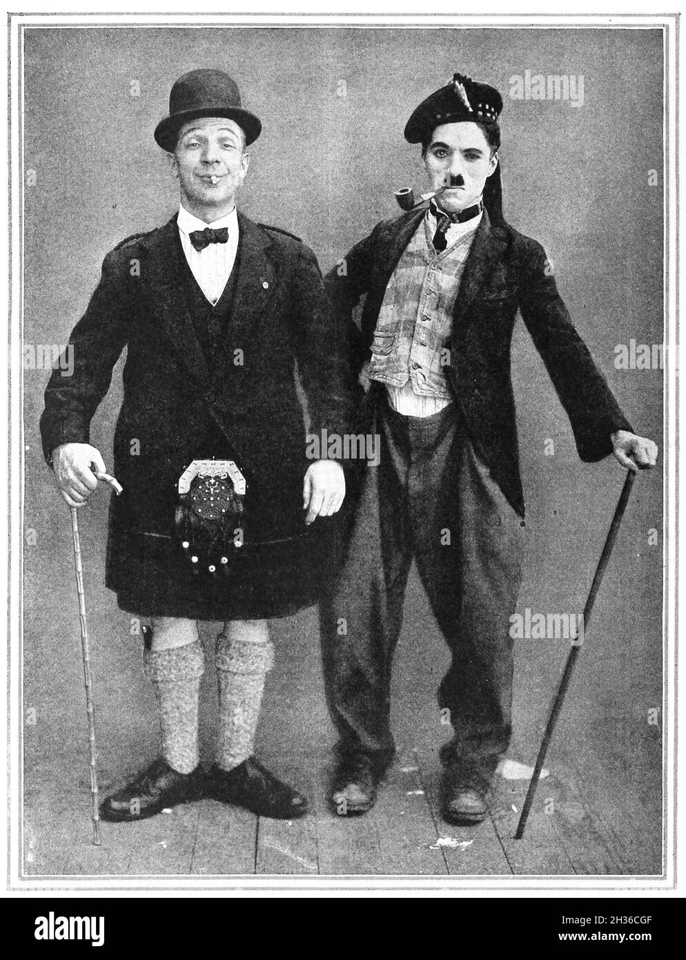 Portrait photographique - Harry Lauder et Charlie Chaplin - 1918 Banque D'Images