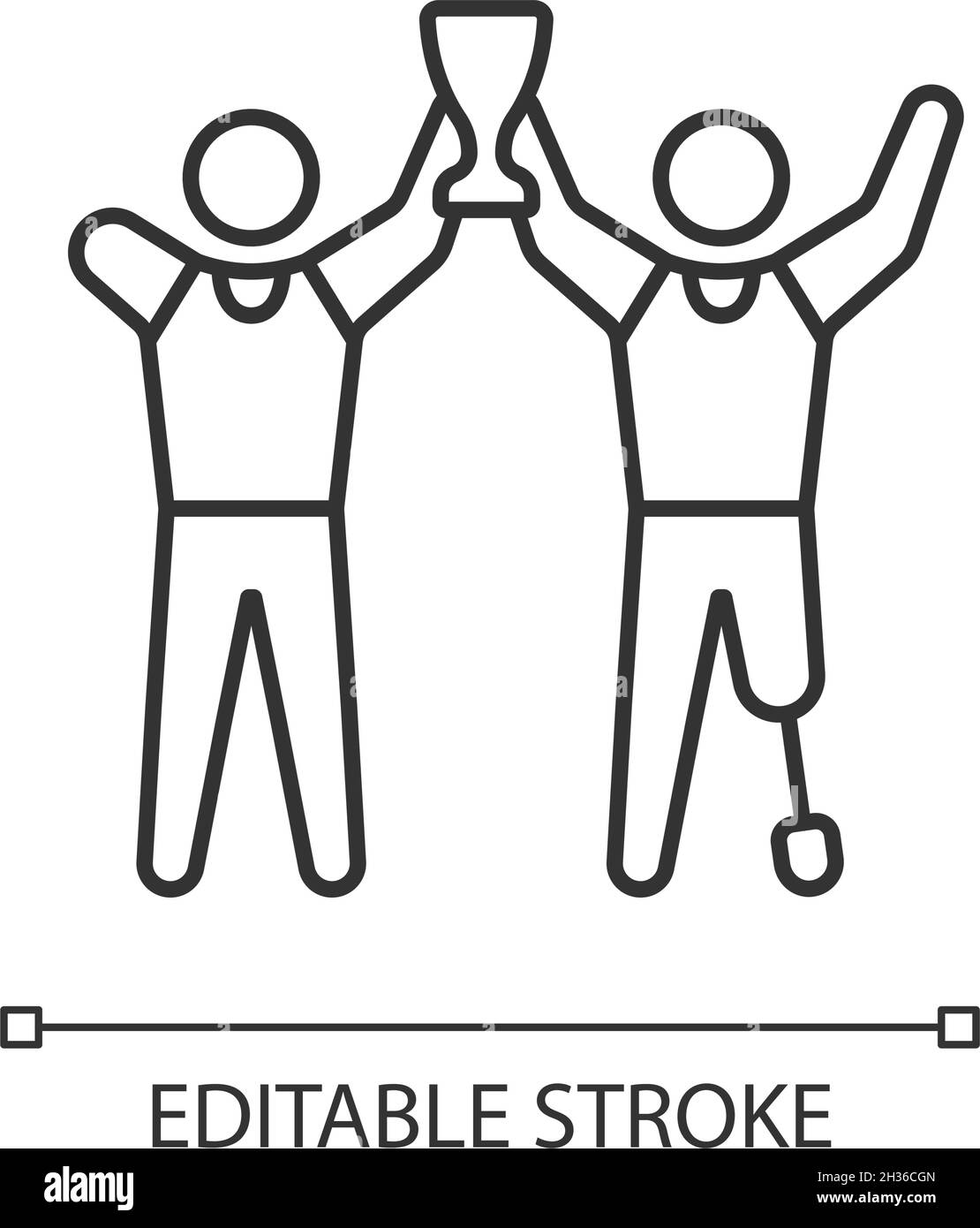 Sportif avec déficience physique icône linéaire Illustration de Vecteur