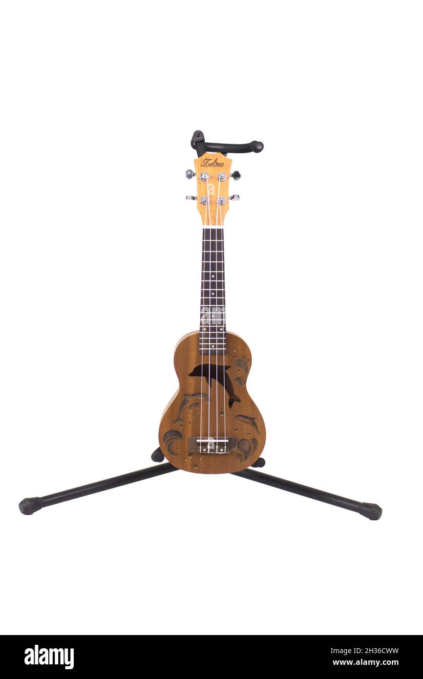 nouvelles guitares ukulele sur fond blanc Banque D'Images