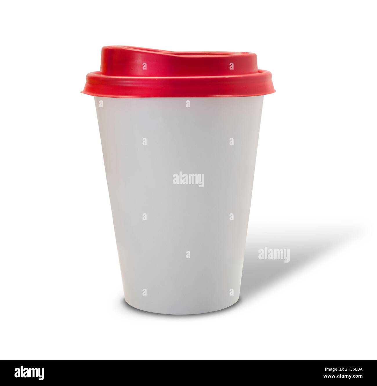 Gobelet en papier blanc jetable avec couvercle en plastique rouge Banque D'Images