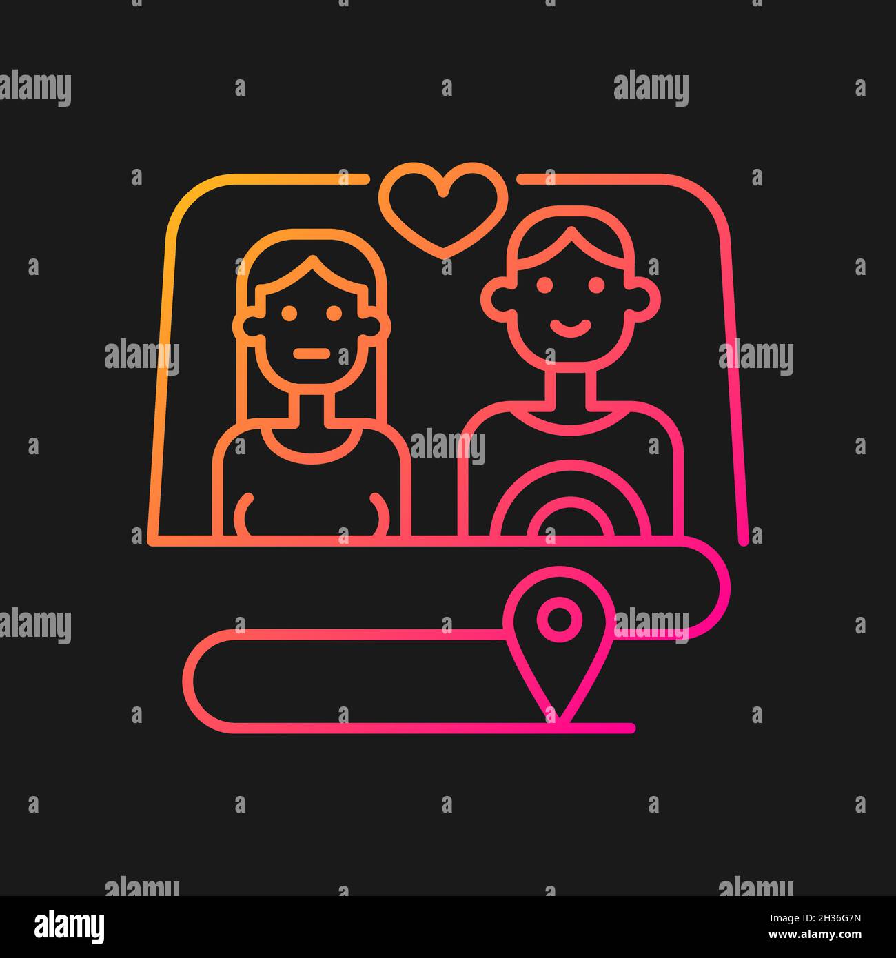 Couple errant ensemble icône de vecteur de gradient pour thème sombre Illustration de Vecteur