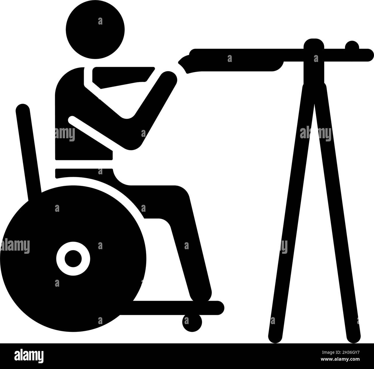 Icône de glyphe noir en fauteuil roulant Illustration de Vecteur