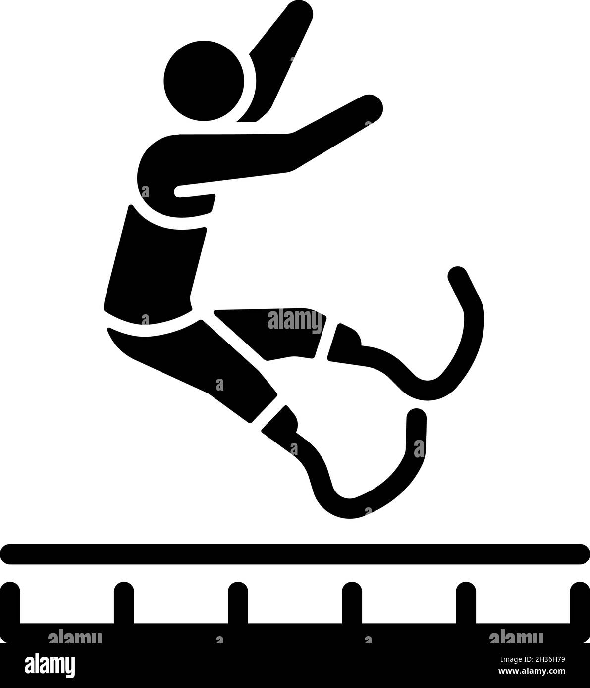 Icône de glyphe noir de saut long Illustration de Vecteur