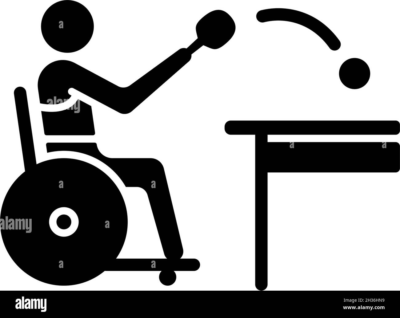 Tennis de table, icône en glyphe noir Illustration de Vecteur