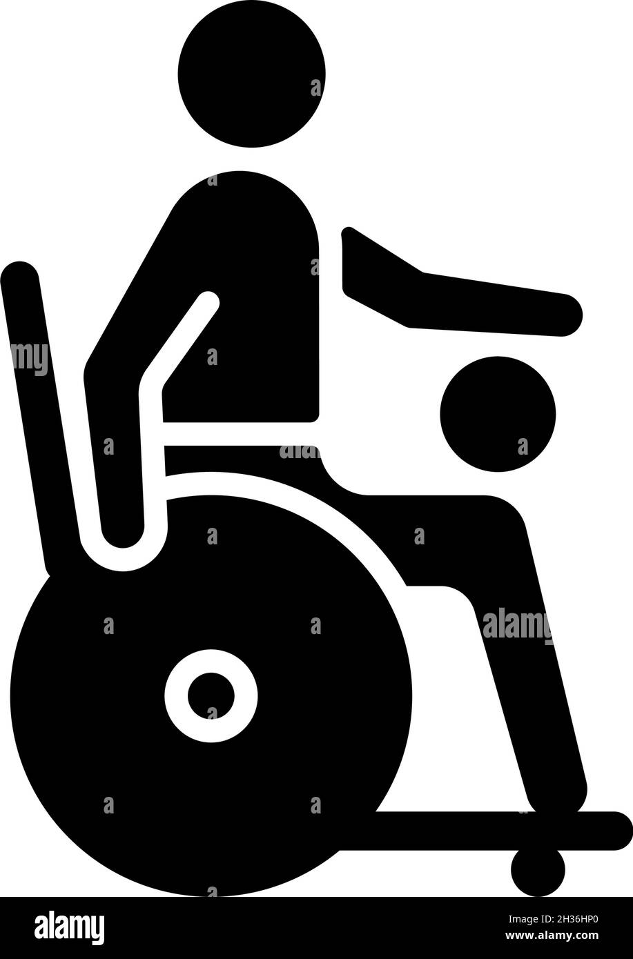 Icône en glyphe noir de rugby en fauteuil roulant Illustration de Vecteur