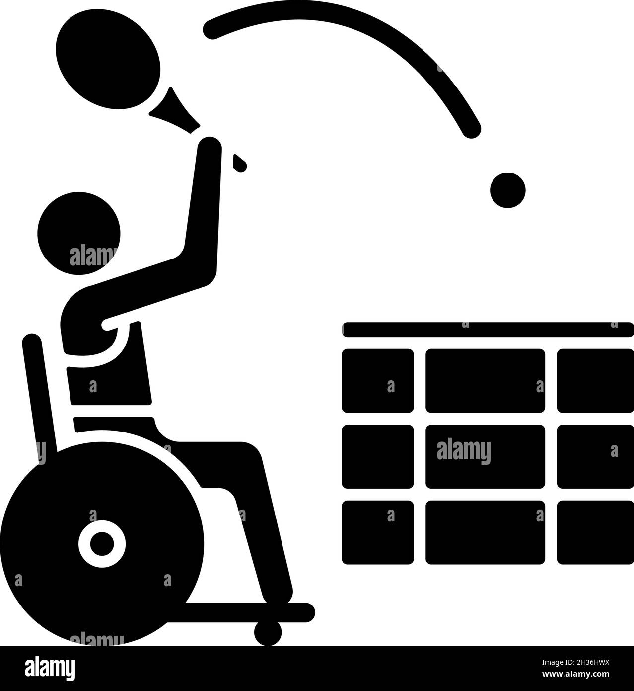 Tennis en fauteuil roulant, icône en glyphe noir Illustration de Vecteur