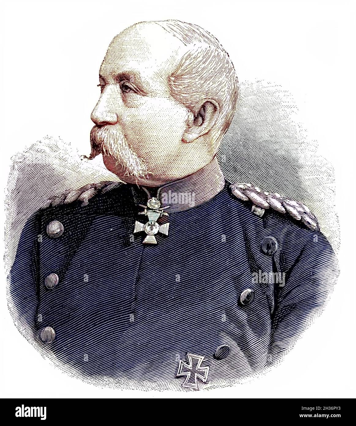 Gustav Adolf Oskar Wilhelm Freiherr von Meerscheidt-Huellessem, 15 octobre 1825 - 26 décembre 1895, était officier prussien, enfin général de l'infanterie, Allemagne / Gustav Adolf Oskar Wilhelm Freiherr von Meerscheidt-Huellessem, 15.Oktober 1825 - 26.Dezember 1895, war ein preussischer Offizier, zuletzt General der Infanterie, Deutschland, Historisch, historique, numérique reproduction améliorée d'un original du 19ème siècle / digitale Reproduktion einer Originalvorlage aus dem 19.Jahrhundert, Koloriert, Kolorierung, koloriert, handkoloriert,Coloration à la main, couleur à la main, couleur Banque D'Images