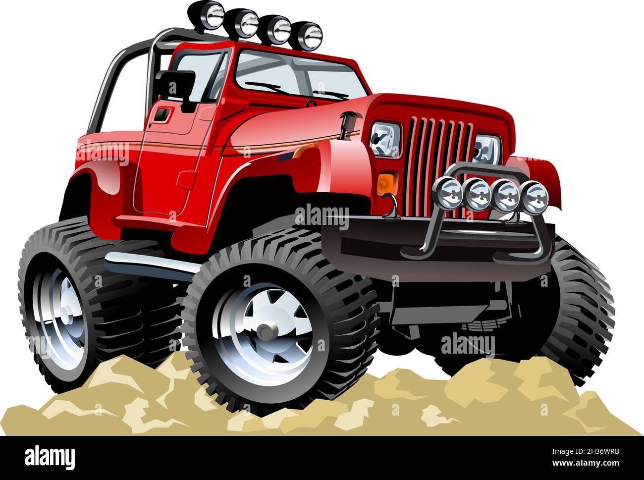 Jeep de dessin animé isolé sur fond blanc.Format vectoriel EPS-10 disponible, séparé par des groupes et des calques, pour un montage facile Illustration de Vecteur