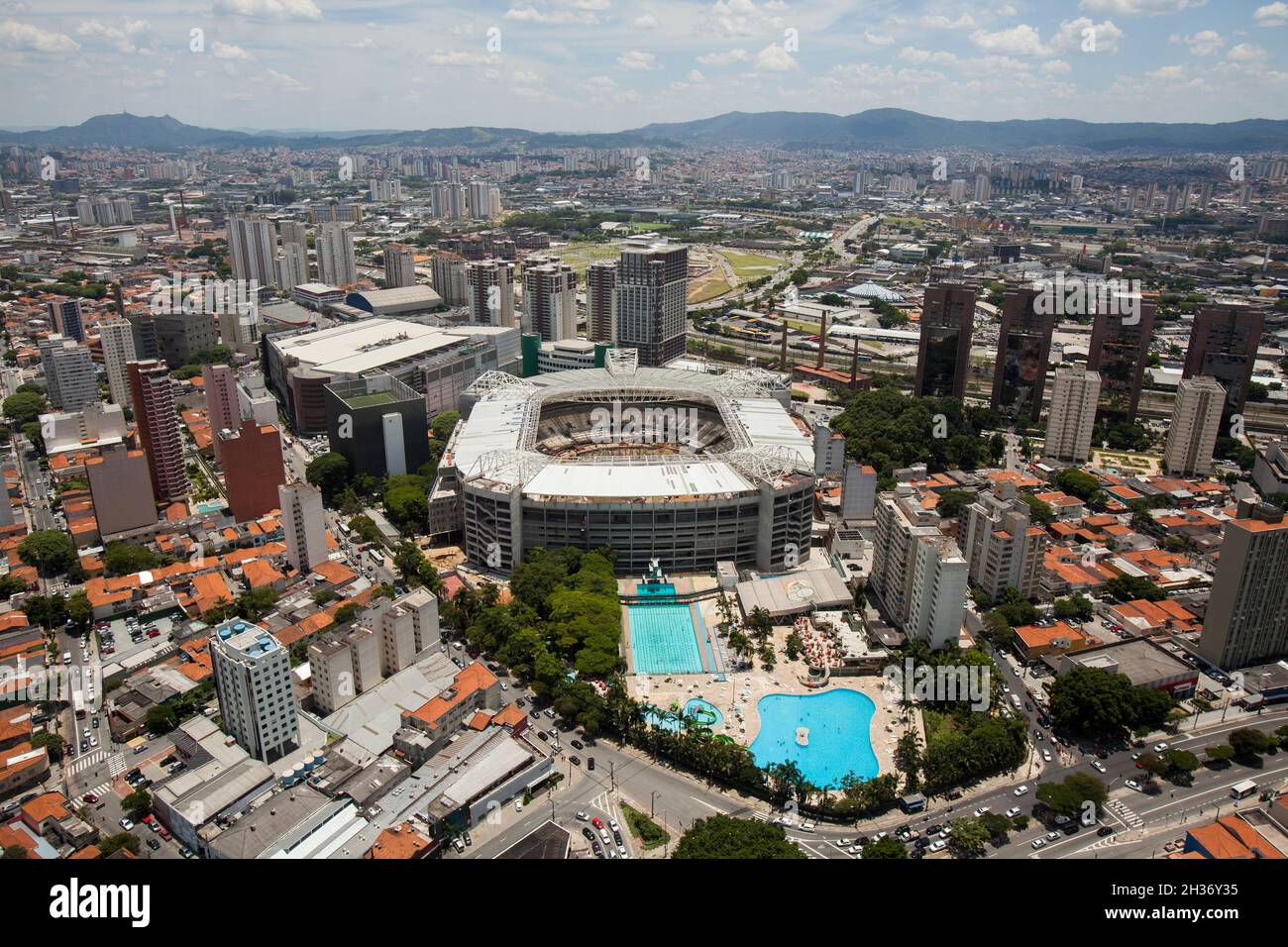 SAO PAULO BRAZIL CITY AERIAL Arena Allianz - VUE Palmeiras.Photo de haute qualité Banque D'Images