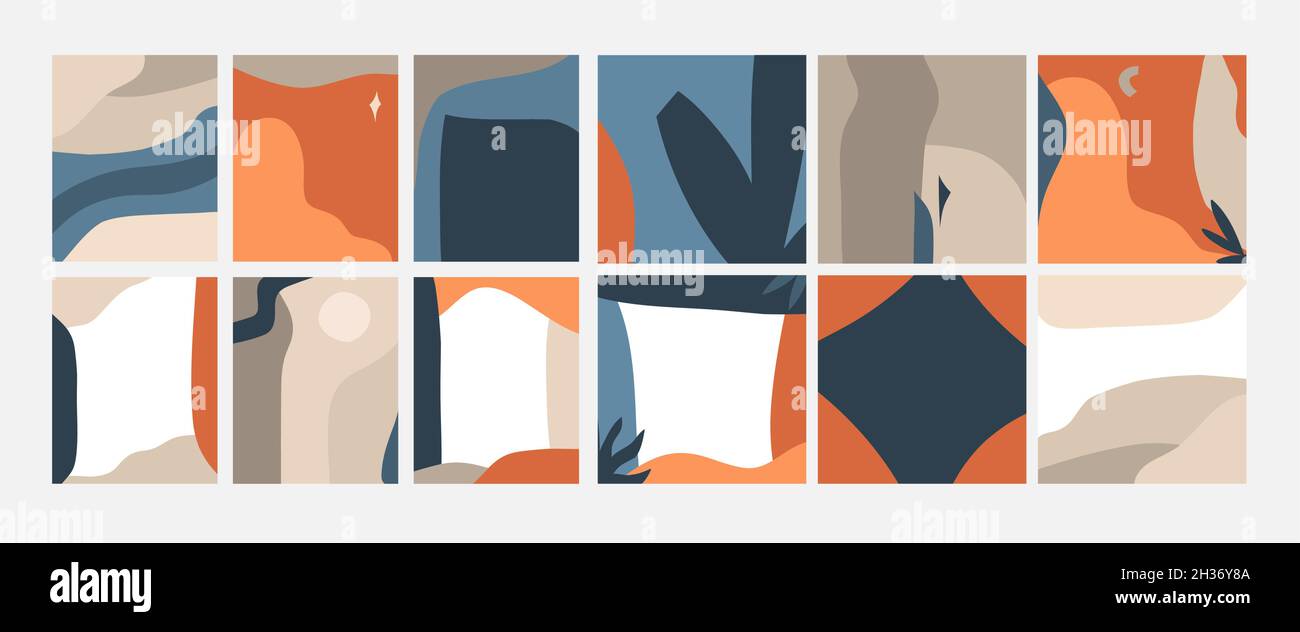 Jeu de cartes graphiques d'illustration à dessin vectoriel abstrait, avec collage moderne minimum géométrique nature artistique modèle d'impression contemporain Illustration de Vecteur