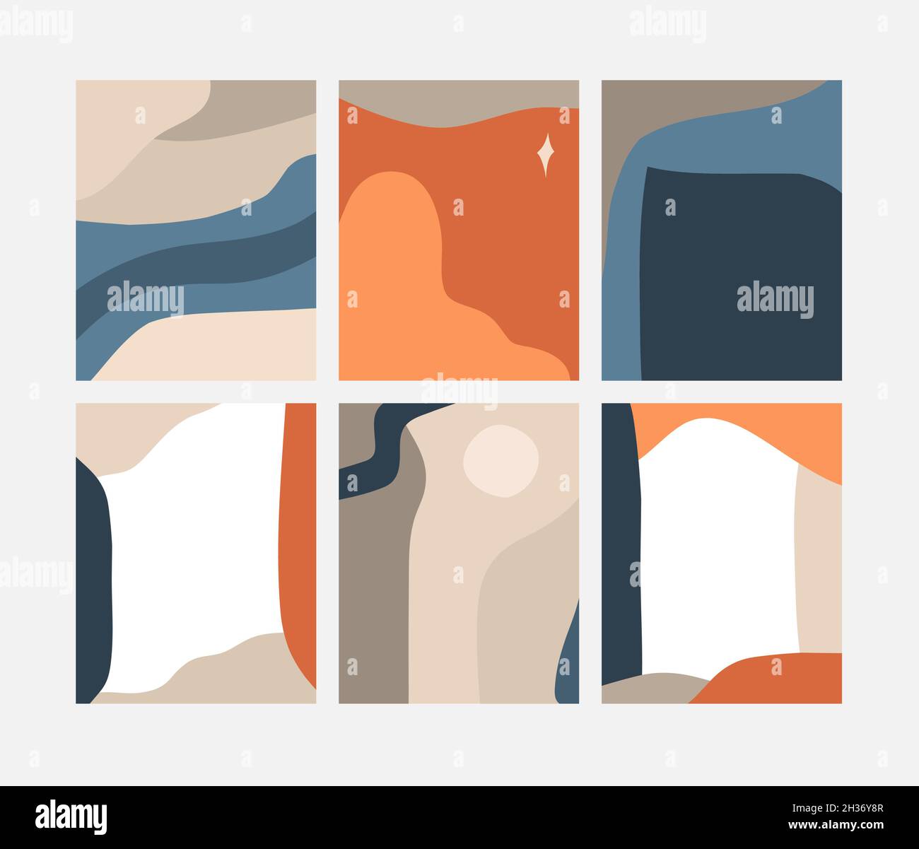 Jeu de cartes graphiques d'illustration à dessin vectoriel abstrait, avec collage moderne minimum géométrique nature artistique modèle d'impression contemporain Illustration de Vecteur
