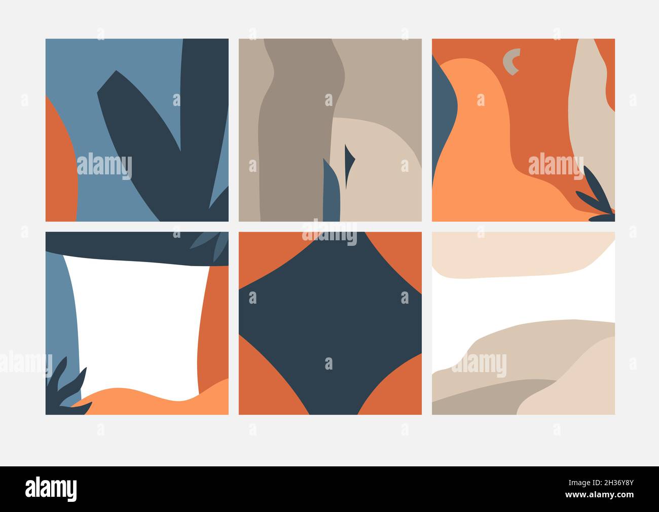 Jeu de cartes graphiques d'illustration à dessin vectoriel abstrait, avec collage moderne minimum géométrique nature artistique modèle d'impression contemporain Illustration de Vecteur