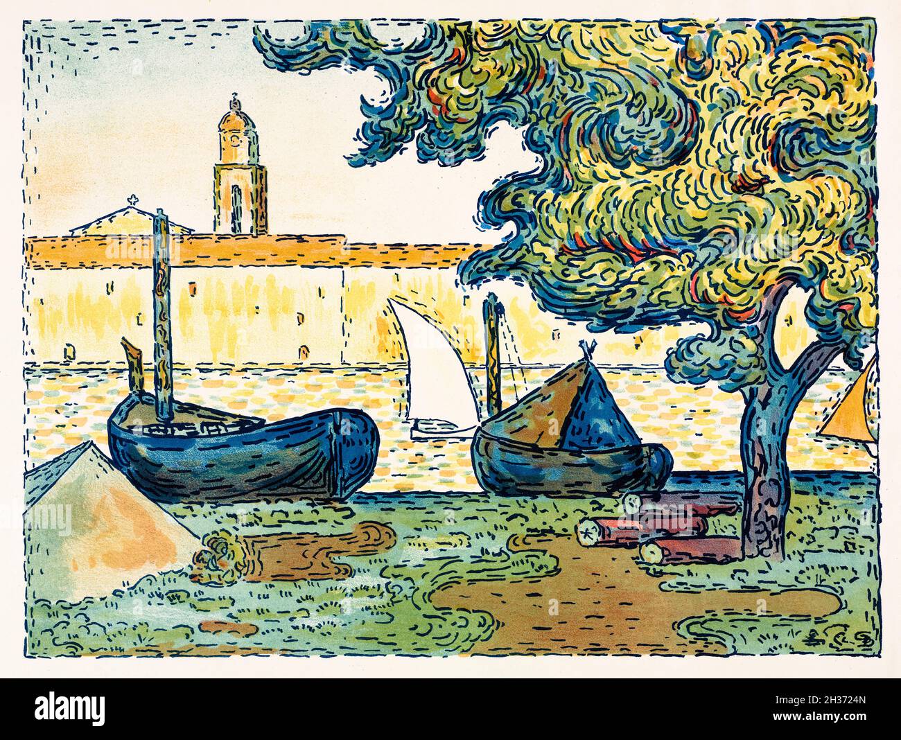 Poster Lithographique Luce Vue St Tropez – Rf01 – 60x75cm – Tableau Encadrable
