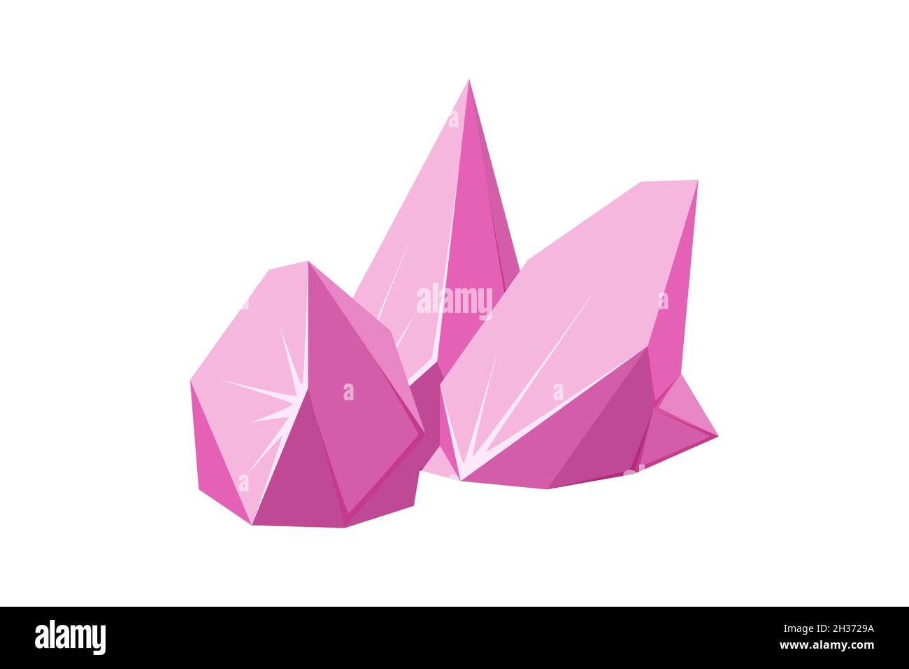 Cristaux brisés en morceaux. Cristaux de rubis brisés. Pierres gemmes cassées ou roches roses. Illustration vectorielle de style dessin animé Illustration de Vecteur