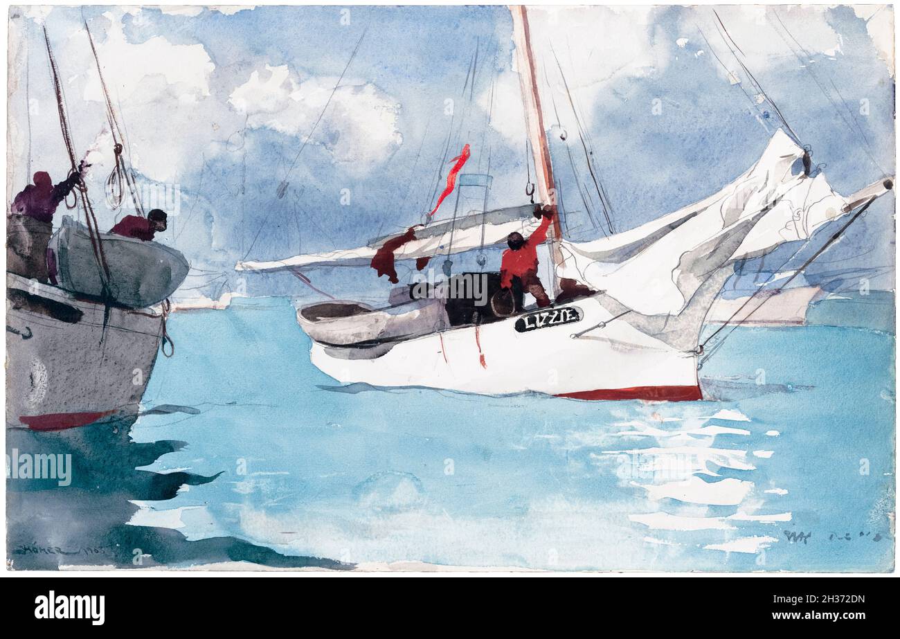 Winslow Homer, bateaux de pêche, Key West, peinture, 1903 Banque D'Images