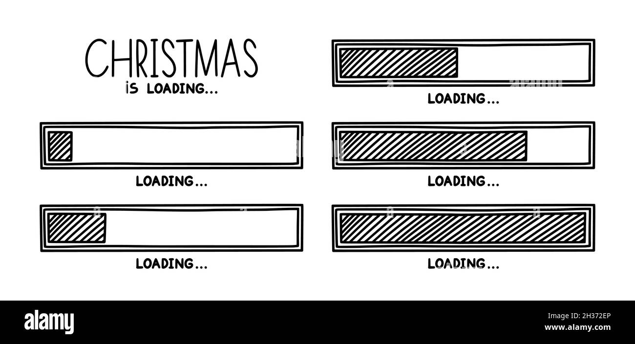 Barre de chargement de Noël 2022. Élément de conception infographique avec état d'achèvement. Illustration vectorielle dessinée à la main isolée en blanc Illustration de Vecteur