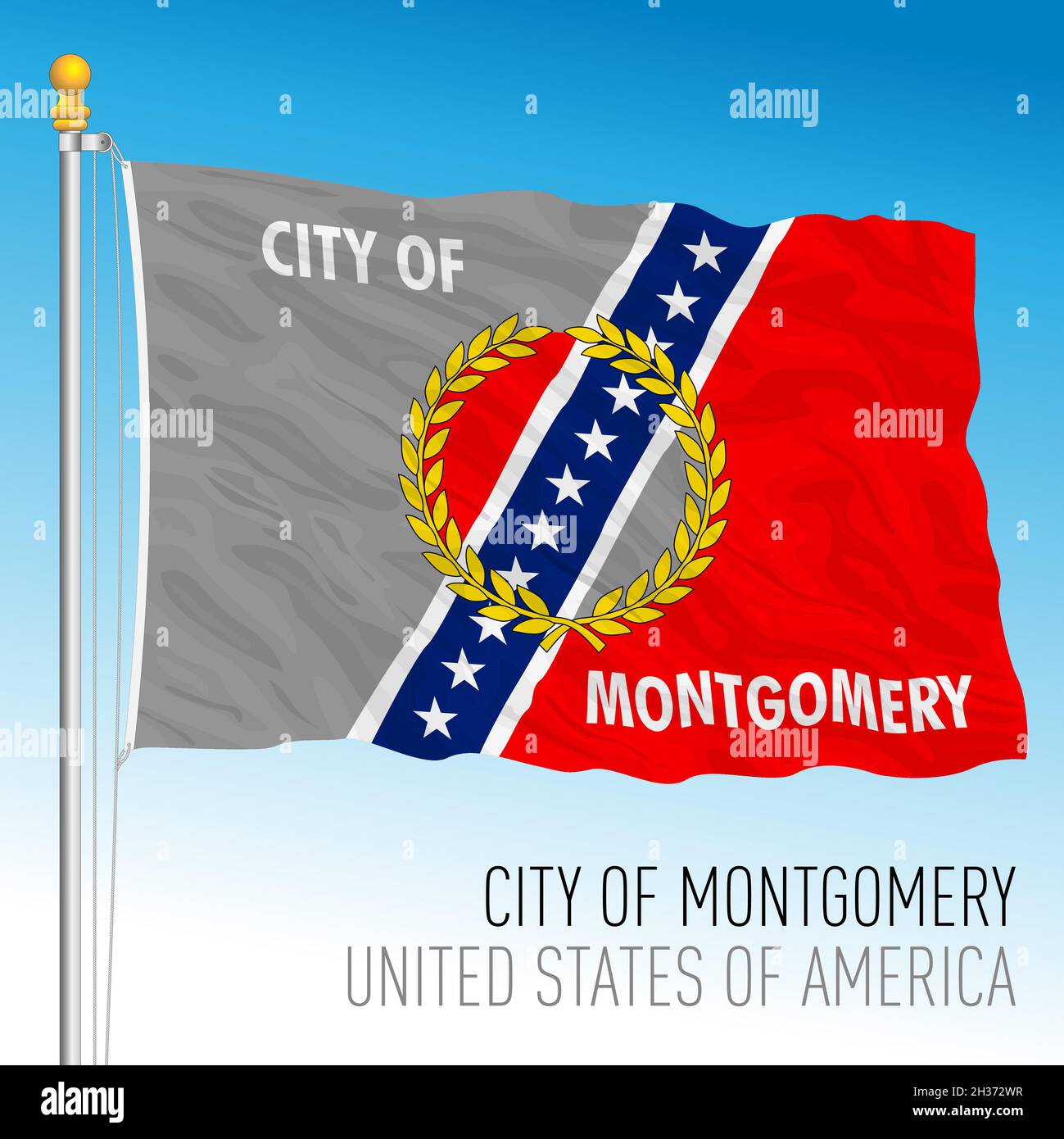 Ville de Montgomery drapeau, Alabama, États-Unis, illustration vectorielle Illustration de Vecteur