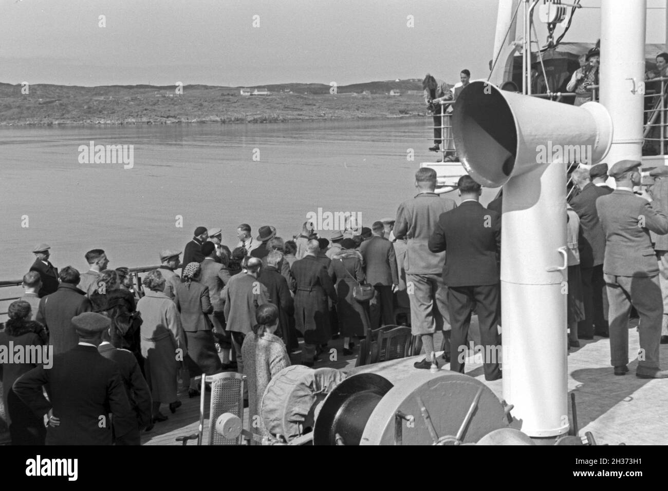 KdF Nordlandfahrt Passagiere auf der nach Norwegen mit dem Schiff Wilhelm Gustloff', '1930er Jahre Deutschland. Passager de la croisière vers la Norvège avec le KdF navire 'Wilhelm Gustloff', Allemagne 1930. Banque D'Images