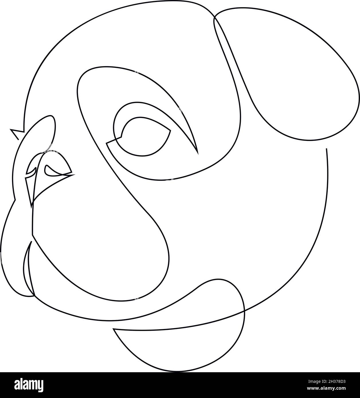 Une ligne de dessin unique continue art doodle animal, animal, chien, chien pug, chien.Illustration plate isolée dessiner à la main un contour sur fond blanc Illustration de Vecteur