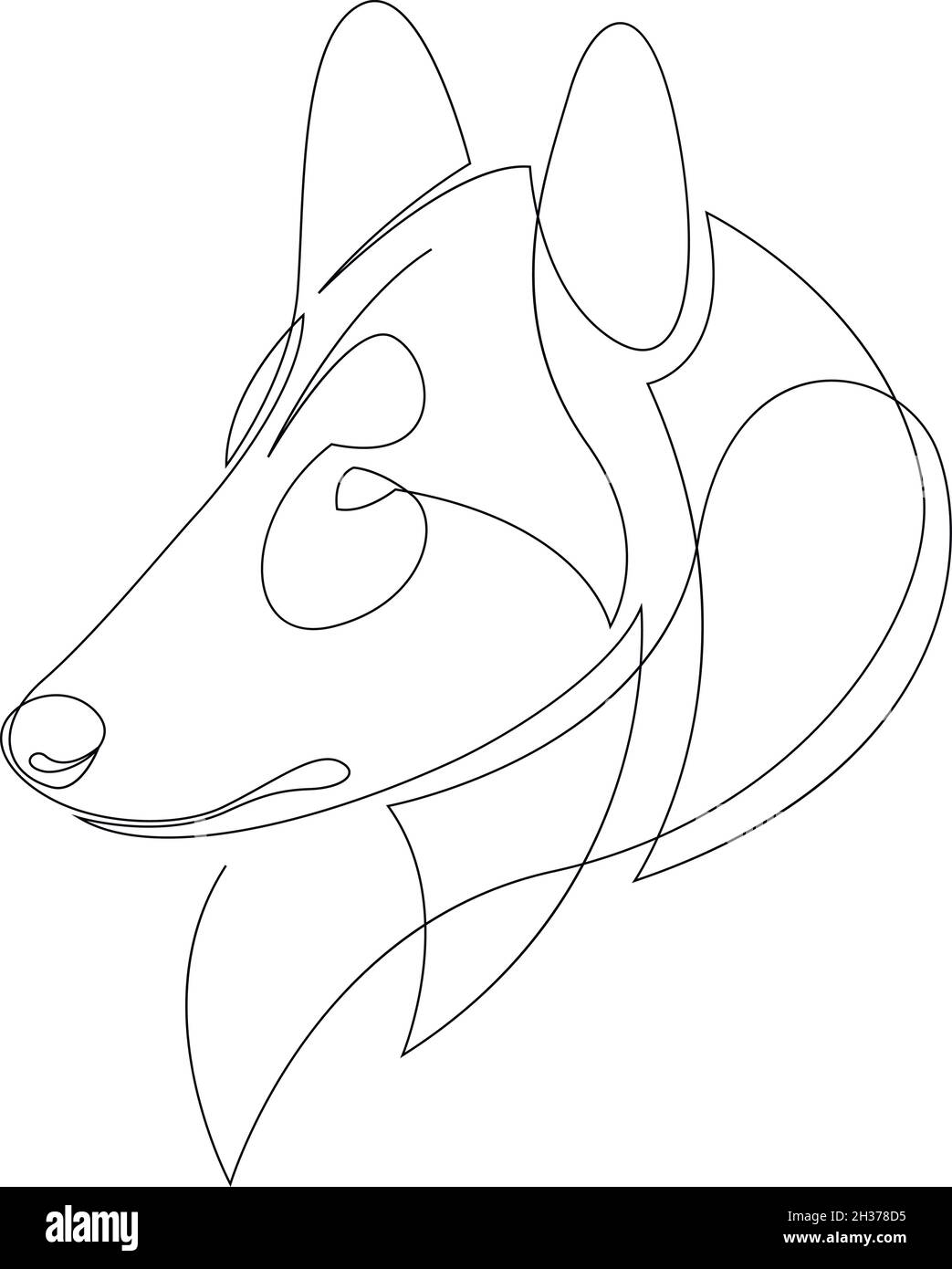 Dessin au trait tatouage chien de collie rugueux.Illustration vectorielle.Art unique gratuit pour les races de chiens longs.Dessin de contour continu du chien.Animaux de compagnie 1 L. Illustration de Vecteur