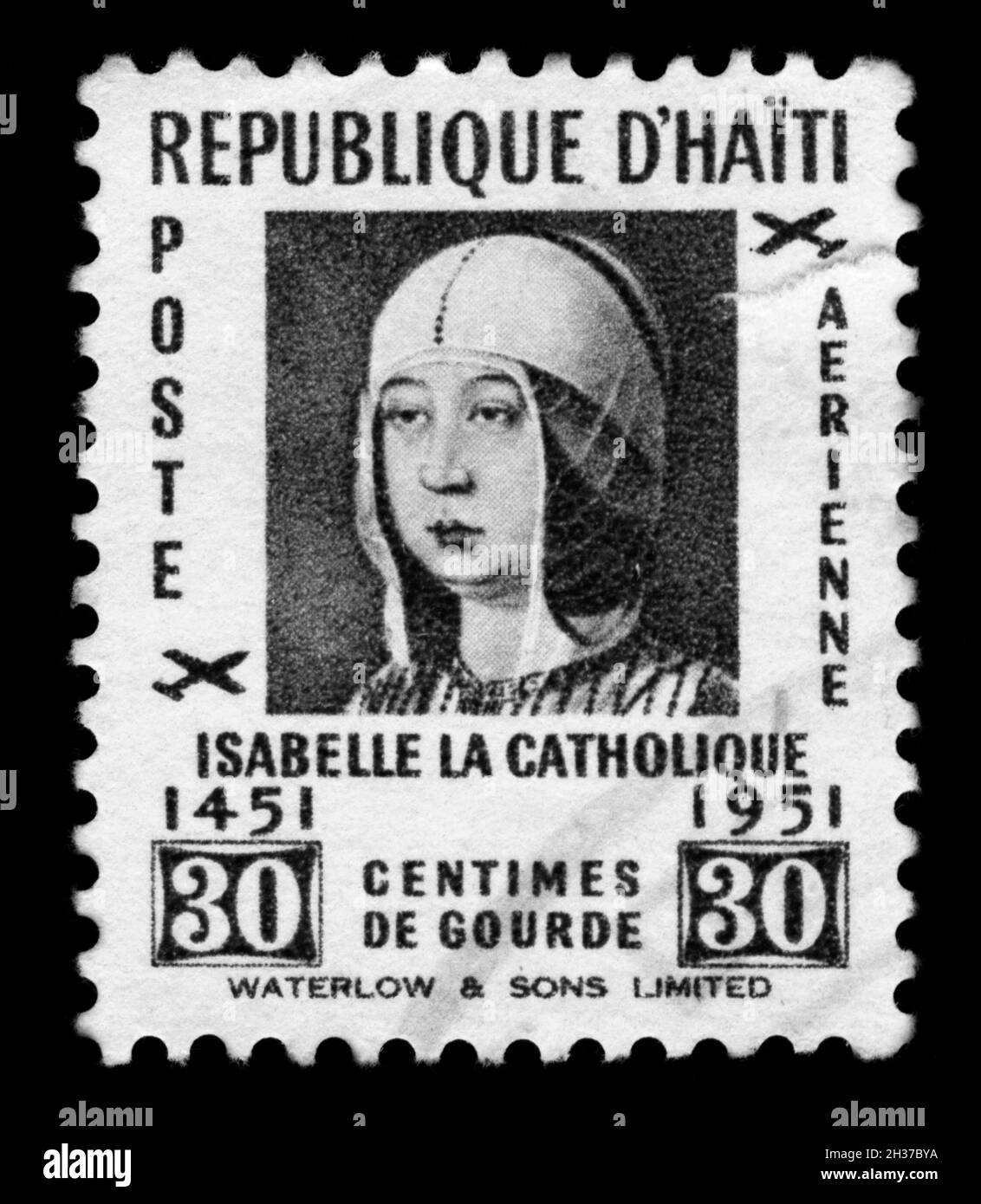Timbre imprimé en Haïti, 1951, Isabelle le Catholique Banque D'Images