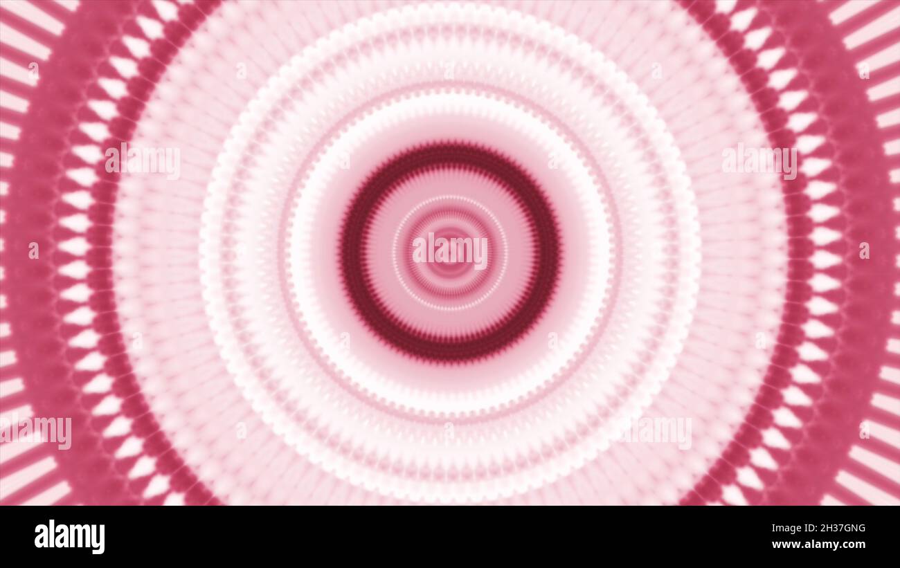 Cercles abstraits de lumière rose se déplaçant à l'intérieur de l'entonnoir de serrage.Animation.Grands anneaux colorés et brillants qui s'écoulent vers le centre en un point. Banque D'Images