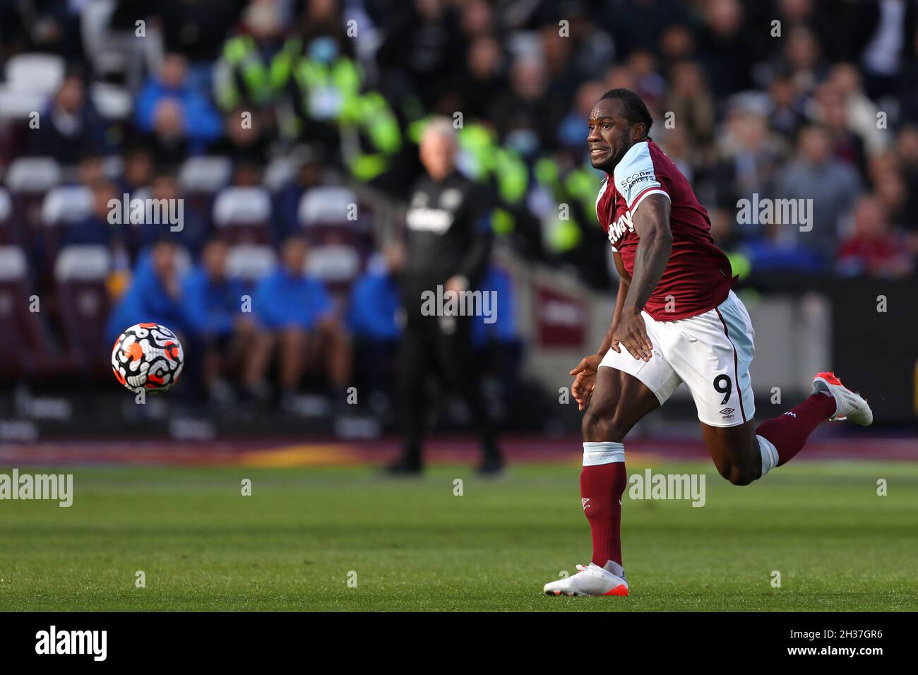 Michail Antonio de West Ham United - West Ham United v Tottenham Hotspur, Premier League, London Stadium, Londres, Royaume-Uni - 24 octobre 2021 usage éditorial uniquement - des restrictions DataCo s'appliquent Banque D'Images