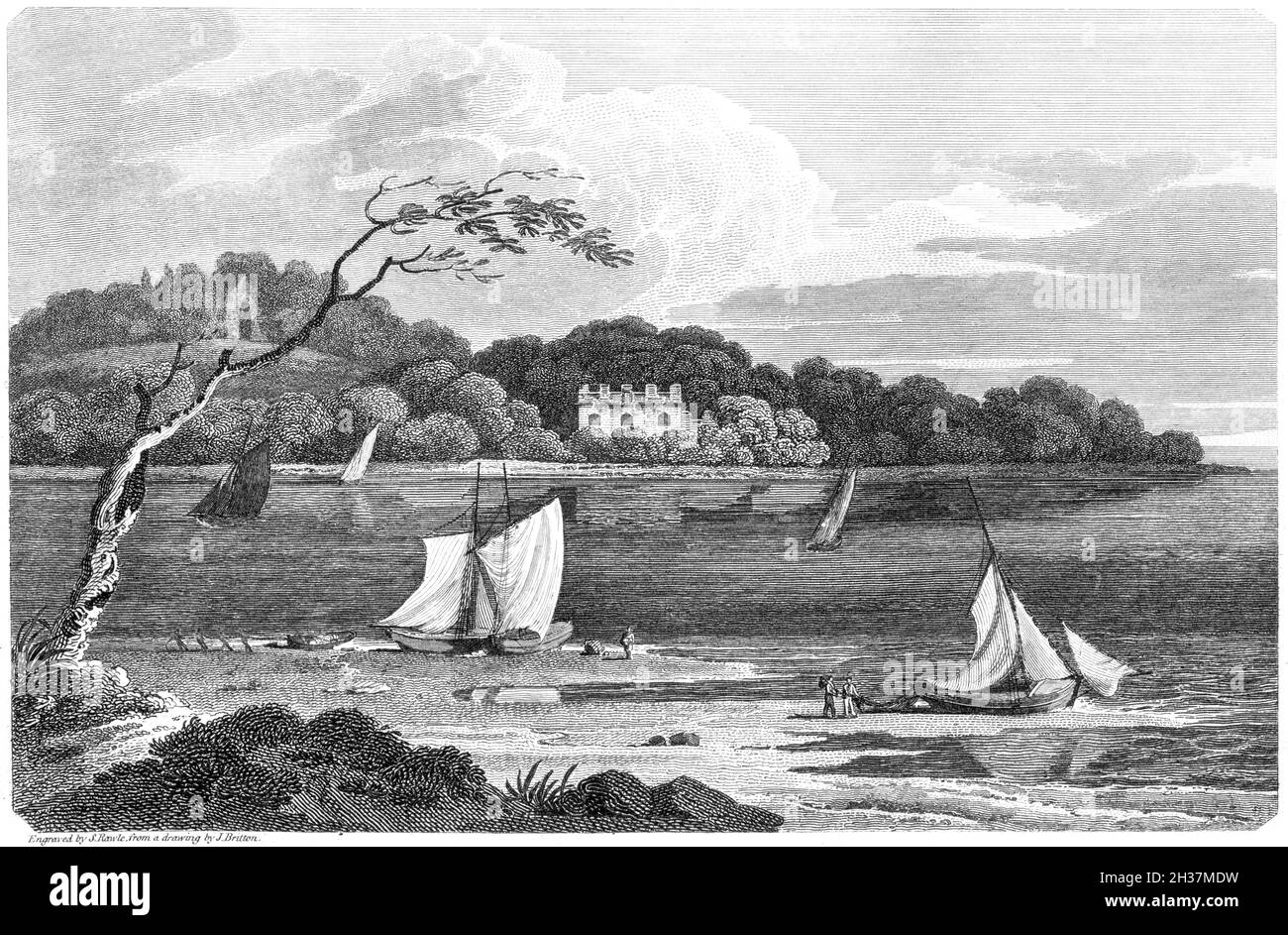 Une gravure du château et de l'abbaye de Netley.Hampshire UK a numérisé à haute résolution à partir d'un livre imprimé en 1812.Je pensais libre de droits d'auteur. Banque D'Images