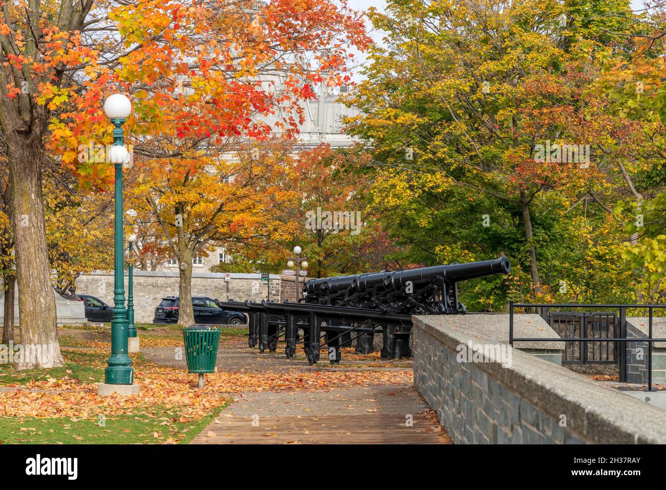 Québec, Canada - octobre 20 2021 : lieu historique national du parc Montmorency.La vieille ville de Québec en automne. Banque D'Images